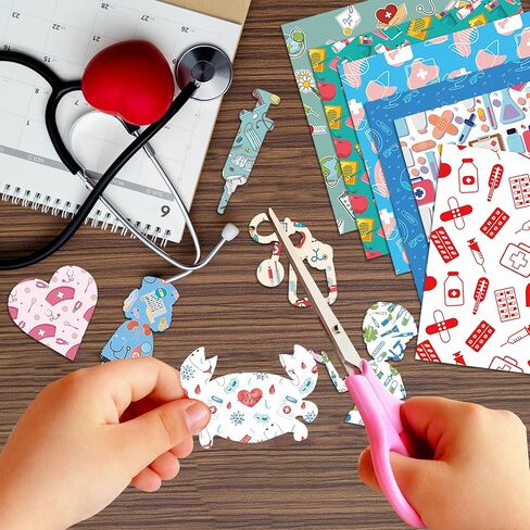 36Pcs Nurse Pattern Paper - 6" x 6" Medical Decorative Paper - Doctor Scrapbook-Paper Cardboard Card Stock DIY Crafts for Nurse Day Graduation Card Making Photo Album Crafts Arts Decor, A in Saudi Arabia