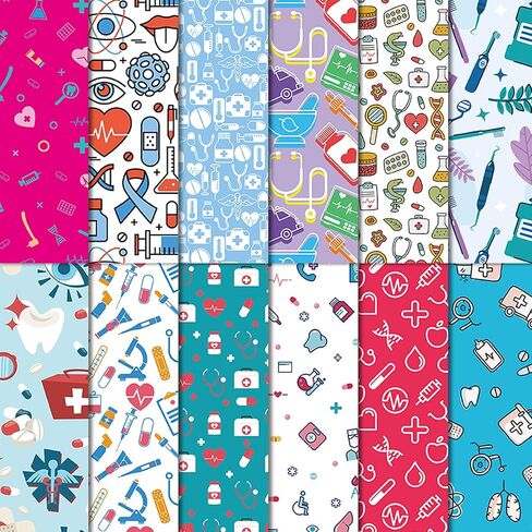 36Pcs Nurse Pattern Paper - 6" x 6" Medical Decorative Paper - Doctor Scrapbook-Paper Cardboard Card Stock DIY Crafts for Nurse Day Graduation Card Making Photo Album Crafts Arts Decor, A in Saudi Arabia