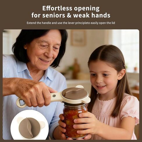 4-in-1 Jar Opener for Seniors, Adjustable Lid & Bottle Opener, Non-Slip Easy Grip, Effortless Open for Weak Hands & Arthritis, Multi-Function Kitchen Tool (BeigeBeige) in Saudi Arabia