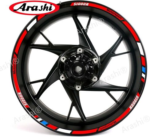 أراشي 17 "عجلة حافة شرائط الشريط ملصقات الشارات لسيارات BMW S1000RR دراجة نارية الملحقات مقاوم للماء عاكس الأحمر in Kuwait