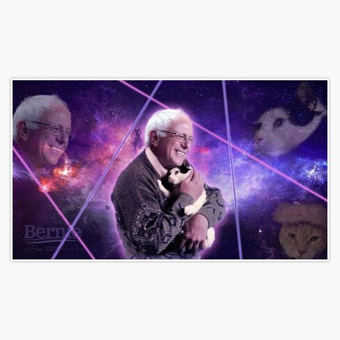 MAGNET Bernie Sanders Halftone Cat في الفضاء ملصق فينيل مغناطيسي لصائق مغناطيس 5" in Kuwait