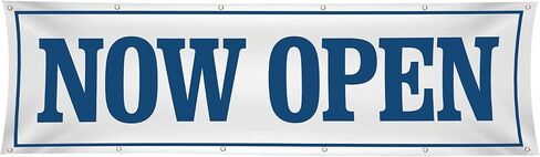 Large Now Open Banner 3x10 foot - Open Sign for Business - Grand Opening Banner Decorations for Outside Storefronts, Retailers, Shops, Food Trucks, Events and Fairs with 12 Brass Grommets in Kuwait