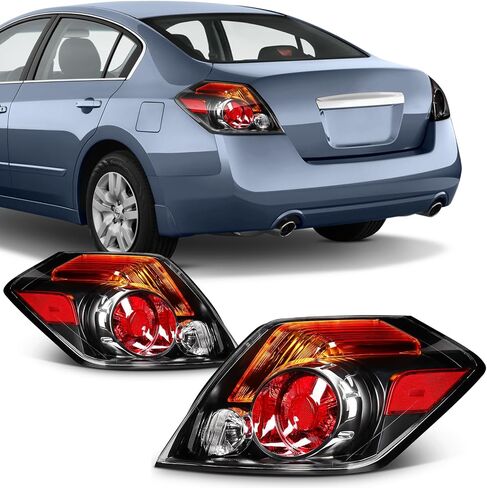 SCITOO Tail Lights for 2007 2008 2009 2010 2011 2012 for Nissan Altima Sedan Pair Taillight Assembly Black Housing Red 26555-ZN50A in Kuwait