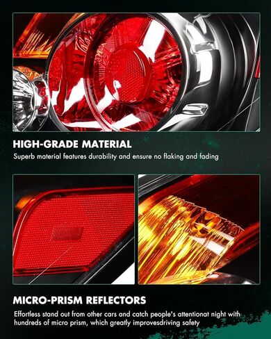 SCITOO Tail Lights for 2007 2008 2009 2010 2011 2012 for Nissan Altima Sedan Pair Taillight Assembly Black Housing Red 26555-ZN50A in Kuwait