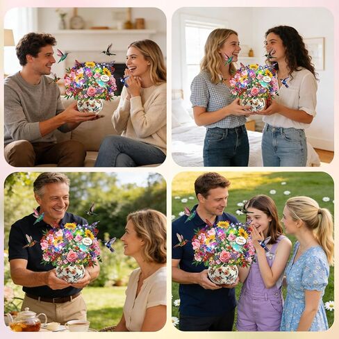 بطاقة عيد ميلاد موسيقية، بطاقة منبثقة ثلاثية الأبعاد من Hummingbird Oasis Bouquet مع موسيقى وأضواء، باقة زهور للأبد مقاس 10 بوصات، بطاقة عيد ميلاد سعيد/هدايا للنساء والأم والزوجة والفتيات - تتضمن بطاقة ملاحظات ومظروف in Kuwait