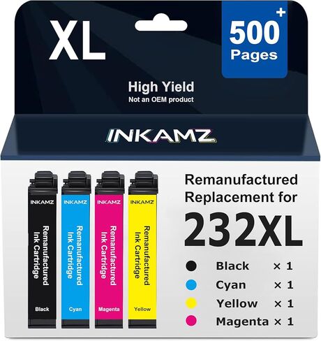 Remanufactured Ink Cartridges Replacement for Epson 232XL 232 XL Ink Cartridges Combo Pack Work with Printer XP-4200 Ink WF-2930 WF-2950 XP-4205 (1 Black, 1 Cyan, 1 Magenta, 1 Yellow) in Saudi Arabia