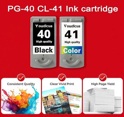 مجموعة خراطيش الحبر PG-40 CL-41 بديلة لخراطيش الحبر Canon 40 و41 PIXMA MX310 MP140 MP170 MP180 MP190 MP210 iP1600 iP2600 FAX-JX200 (أسود، ثلاثي الألوان) in Kuwait