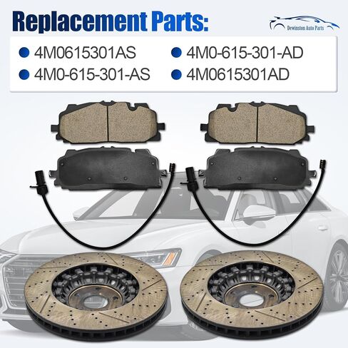 Front Brake Disc Rotors & Pads Kit 375mm Compatible with Audi A6 A8 Quattro Q8 2019-2021, Q7 2017-2021 3.0T Replace# 4M0-615-301-AS 4M0615301AS in Saudi Arabia