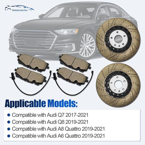 Front Brake Disc Rotors & Pads Kit 375mm Compatible with Audi A6 A8 Quattro Q8 2019-2021, Q7 2017-2021 3.0T Replace# 4M0-615-301-AS 4M0615301AS in Saudi Arabia