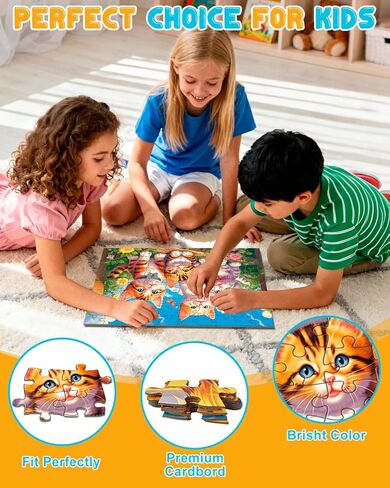 Yigney 100 Piece Puzzles for Kids - Ages 4-6 6-8 8-10 Year Old - Lions, Cats, Pandas, Tigers, Dogs, Turtles, 6-Pack Jigsaw Puzzles for Kids Learning Educational Toys for Boys and Girls in Saudi Arabia