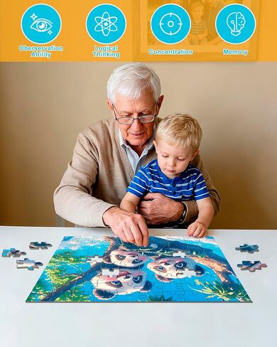 Yigney 100 Piece Puzzles for Kids - Ages 4-6 6-8 8-10 Year Old - Lions, Cats, Pandas, Tigers, Dogs, Turtles, 6-Pack Jigsaw Puzzles for Kids Learning Educational Toys for Boys and Girls in Saudi Arabia