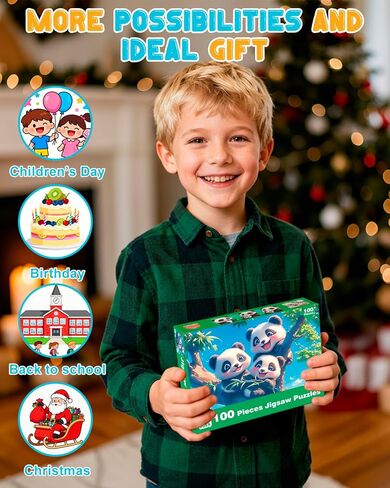 Yigney 100 Piece Puzzles for Kids - Ages 4-6 6-8 8-10 Year Old - Lions, Cats, Pandas, Tigers, Dogs, Turtles, 6-Pack Jigsaw Puzzles for Kids Learning Educational Toys for Boys and Girls in Saudi Arabia