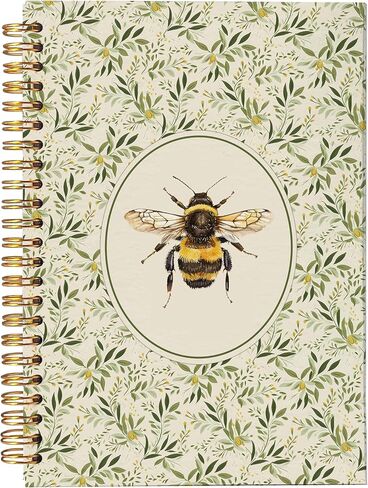VNWEK Vintage Botanical Bumble Bee Spiral Notebook Journal 5.5x8.3 Inch, Cottagecore Floral Plant Journal, Rustic Flower Bee Nature Insect Lined Hardcover Spiral Notebook in Saudi Arabia