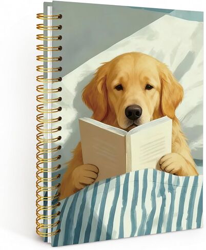 Cute Golden Retriever Spiral Notebook Journal,Golden Retriever Notebooks Gifts for Women,Gifts for Dog Lovers for Office School Supplies College,Yellow Dog Lover Hardcover Notebook,5.5x8.3 Inch in Kuwait