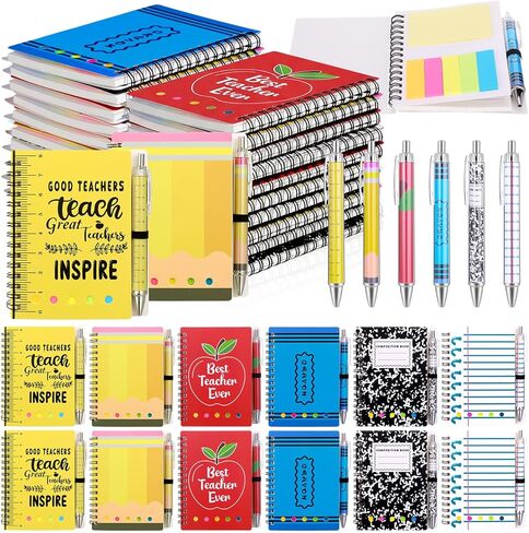 Resurhang 12 Sets Teacher Appreciation Gift Bulk Inspirational Spiral Notebook Journal Ballpoint Pens Thank You Gift from Students for School Office Graduation Women Employee Staff Supplies in Kuwait