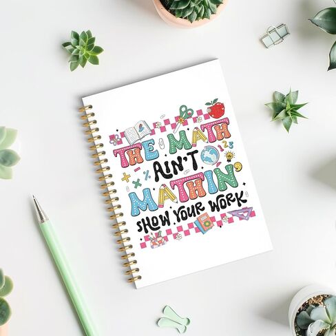 ROXMART Math Teacher Glitter Spiral Notebook, Back to School Teacher Gifts Journal, Mathematics Teachers Appreciation Hardcover Notebook Journal for Writing Note Taking, 5.5x8.3 Inch in Saudi Arabia