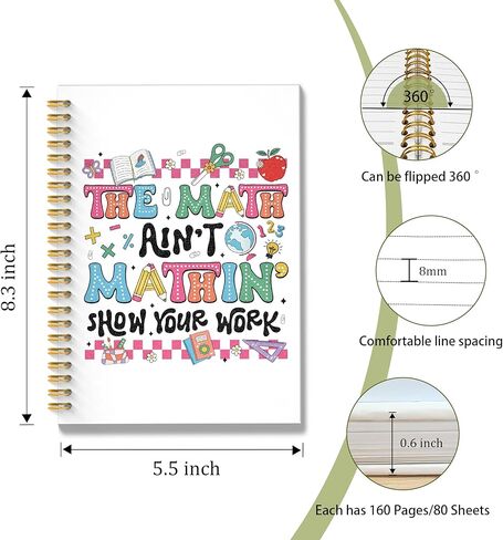 ROXMART Math Teacher Glitter Spiral Notebook, Back to School Teacher Gifts Journal, Mathematics Teachers Appreciation Hardcover Notebook Journal for Writing Note Taking, 5.5x8.3 Inch in Saudi Arabia