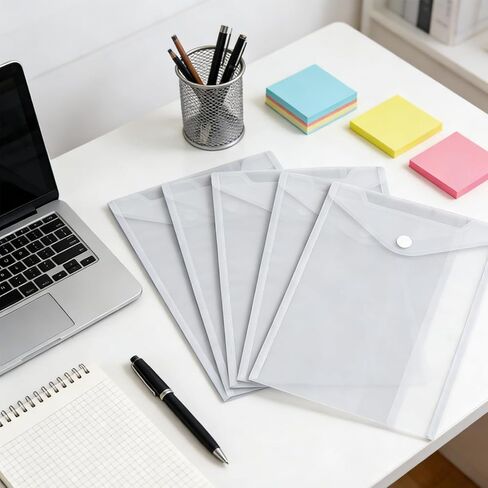 10 Pcs Vertical Clear Letter Sized Plastic Envelopes Clear Plastic Envelopes 8.5 x 11 for Document Storage, Office Supplies Organization and Photo Sorting in Saudi Arabia