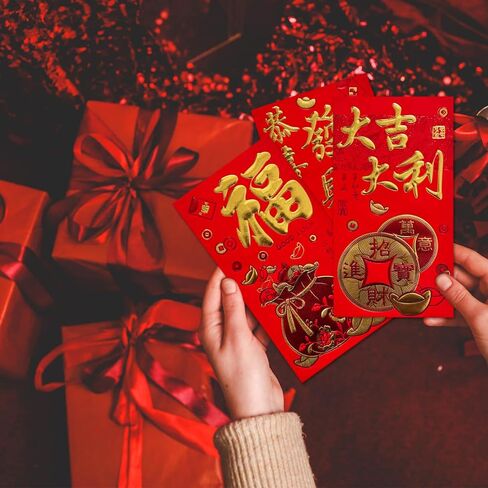 72Pcs Chinese Red Envelopes,New Year Hong Bao Red Pocket,Lucky Money Envelope for Cash,Chinese Lunar Year,Spring Festival,Birthday,Wedding,6.69x3.54 Inch in Saudi Arabia