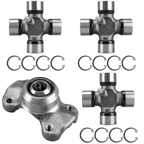 مجموعة وصلات كاردان مزدوجة 1310 سلسلة 211355X CV مقبس Yoke ومجموعة 5-153X U-Joint Kit متوافقة مع Jeep Cherokee XJ 1984-2001 Wrangler 1997-2006 TJ 2000-2006 in Kuwait