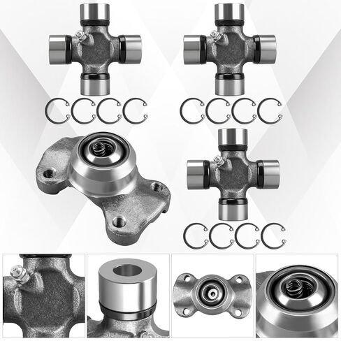 مجموعة وصلات كاردان مزدوجة 1310 سلسلة 211355X CV مقبس Yoke ومجموعة 5-153X U-Joint Kit متوافقة مع Jeep Cherokee XJ 1984-2001 Wrangler 1997-2006 TJ 2000-2006 in Kuwait
