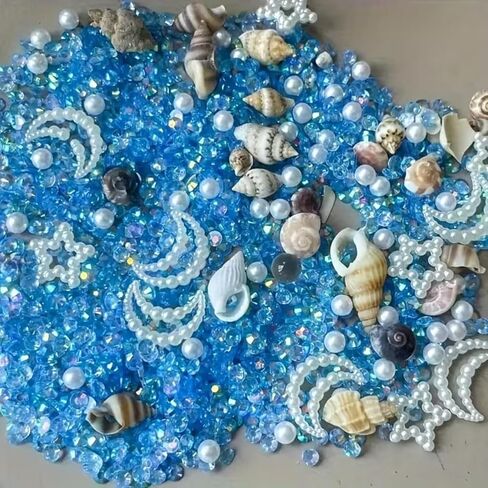 [Ocean-Themed|Epoxy Resin] 1pc Ocean-Themed Epoxy Resin Filler-Star, Moon,Shells, Crabs, Starfish, Shiny Decorations for Crafts, Home Decor, Creative Projects,Rainbow Gloss Effect in Kuwait