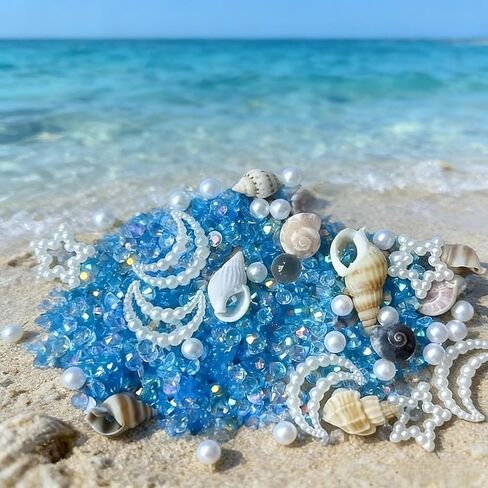 [Ocean-Themed|Epoxy Resin] 1pc Ocean-Themed Epoxy Resin Filler-Star, Moon,Shells, Crabs, Starfish, Shiny Decorations for Crafts, Home Decor, Creative Projects,Rainbow Gloss Effect in Kuwait