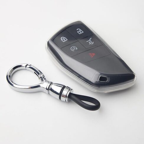 Key Fob Cover for Chevy GMC with Anti-Loss Keychain,Transparent Soft TPU Key Case Shell Full Protection for Terrain Tahoe Suburban Equinox Traverse Yukon Denali Buick Envision(Transparent Black) in Saudi Arabia