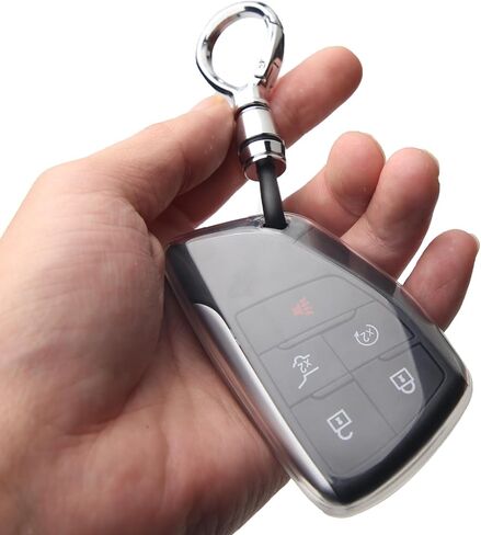 Key Fob Cover for Chevy GMC with Anti-Loss Keychain,Transparent Soft TPU Key Case Shell Full Protection for Terrain Tahoe Suburban Equinox Traverse Yukon Denali Buick Envision(Transparent Black) in Saudi Arabia