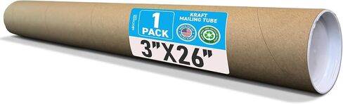 MagicWater Supply 3x26 Inch Kraft Mailing Tubes, Durable Round Cardboard Shipping Tubes with Secure End Caps, Heavy-Duty Storage for Posters, Artworks, Blueprints, and Large Mailing Documents - 4 Pack in Saudi Arabia