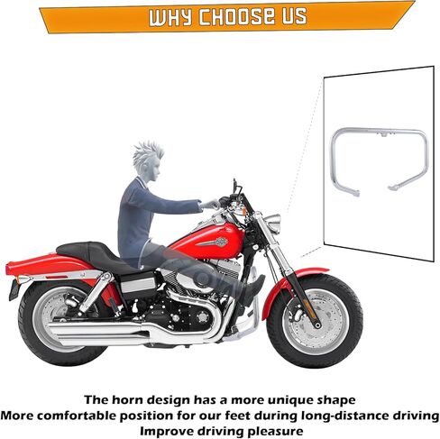 Kinglemc Crash Bar Engine Guard Highway Freeway Bar for Harley Dyna Daytona Glide Custom Low Rider Street Bob Sturgis Super Glide (Chrome) in Kuwait