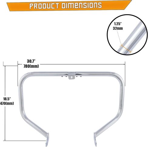 Kinglemc Crash Bar Engine Guard Highway Freeway Bar for Harley Dyna Daytona Glide Custom Low Rider Street Bob Sturgis Super Glide (Chrome) in Kuwait