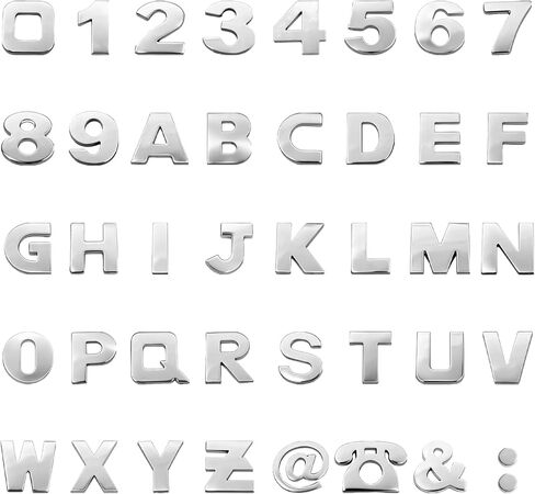 40PCS 3D Chrome Car Letters Emblem & Number Decal Custom Adhesive Automotive Badge Stickers, Universal Fit Weatherproof Logo for Vehicle Trunk Side Rear Wall Decor Outdoor Accessories in Saudi Arabia