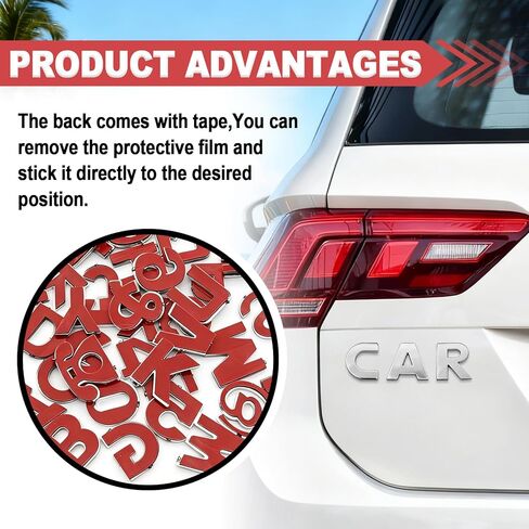 40PCS 3D Chrome Car Letters Emblem & Number Decal Custom Adhesive Automotive Badge Stickers, Universal Fit Weatherproof Logo for Vehicle Trunk Side Rear Wall Decor Outdoor Accessories in Saudi Arabia