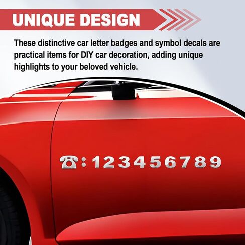 40PCS 3D Chrome Car Letters Emblem & Number Decal Custom Adhesive Automotive Badge Stickers, Universal Fit Weatherproof Logo for Vehicle Trunk Side Rear Wall Decor Outdoor Accessories in Saudi Arabia