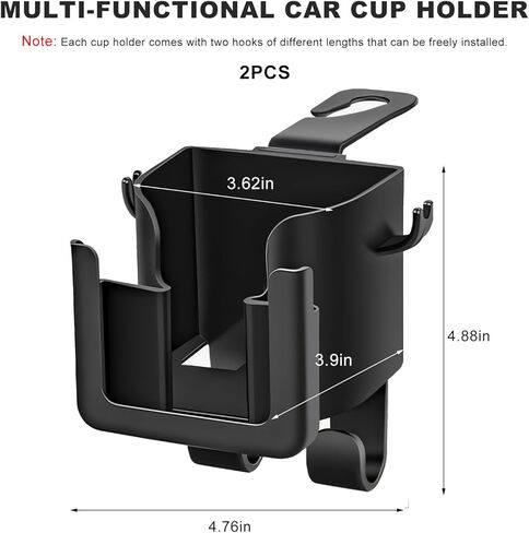 2 PCS Headrest Cup Holder for Car Back Seat, Auto Bottle & Phone Holder with Headrest Hooks, Multifunctional Plastic Back Seat Organizer for Phones Drinks Bags, Car Accessories in Saudi Arabia