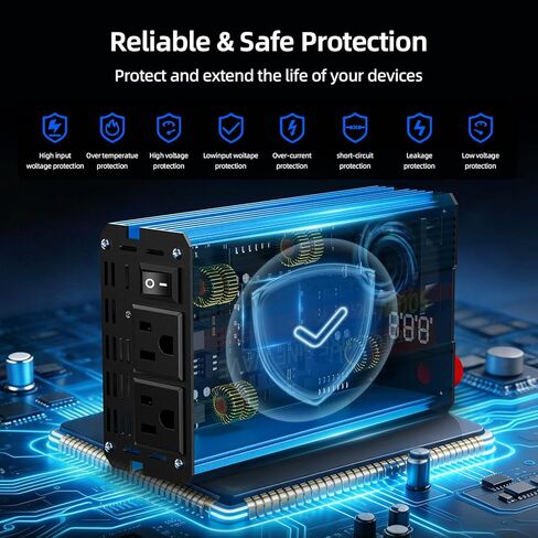 500W Pure Sine Wave Power Inverter DC 24V to 110V AC Converter with LCD Display, Battery Clamps & Cigarette Lighter Plug, Car Inverter with 2 AC Outlets for Vehicles RV Truck Camping Laptop CPAP in Saudi Arabia