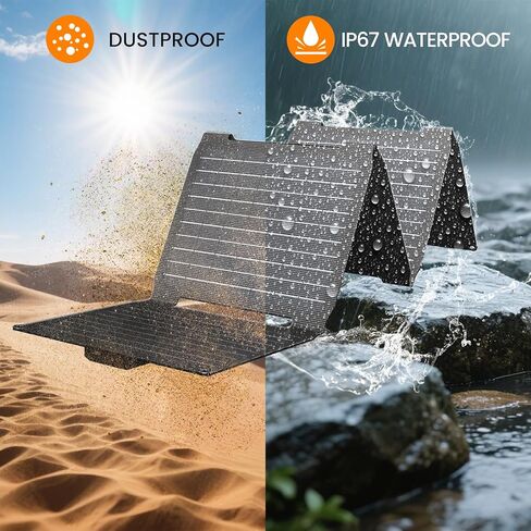 FlexSolar 40W Portable Solar Panel Charger - Upgraded Fast Charging with USB-C PD2.0, QC3.0 & 19V DC for Power Stations, Phones, Power Banks, IP67 Waterproof Foldable for Camping, Hiking, RV in Saudi Arabia