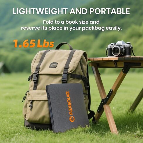 FlexSolar 40W Portable Solar Panel Charger - Upgraded Fast Charging with USB-C PD2.0, QC3.0 & 19V DC for Power Stations, Phones, Power Banks, IP67 Waterproof Foldable for Camping, Hiking, RV in Saudi Arabia