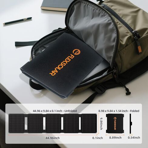 FlexSolar 40W Portable Solar Panel Charger - Upgraded Fast Charging with USB-C PD2.0, QC3.0 & 19V DC for Power Stations, Phones, Power Banks, IP67 Waterproof Foldable for Camping, Hiking, RV in Saudi Arabia