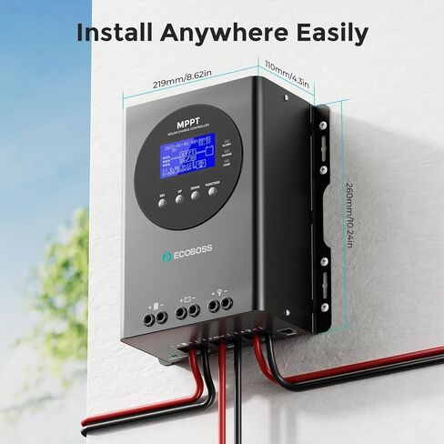 60A MPPT Solar Charge Controller 12V/24V/36V/48V Auto, Max 150V PV Input, LCD Display, Adjustable Parameter Solar Panel Regulator for Lithium, Gel, Flooded Battery in Saudi Arabia
