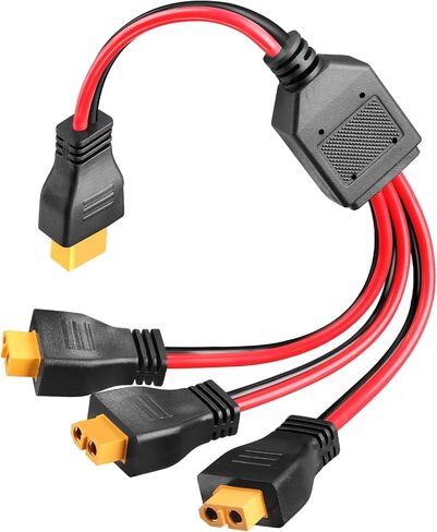XT60 Y Splitter Cable 12AWG XT60 1 Female to 2 Male Parallel Connector Adapter Heavy-Duty Power Distribution for UAV, Quadcopter, RC Cars & Solar Systems 1FT in Saudi Arabia