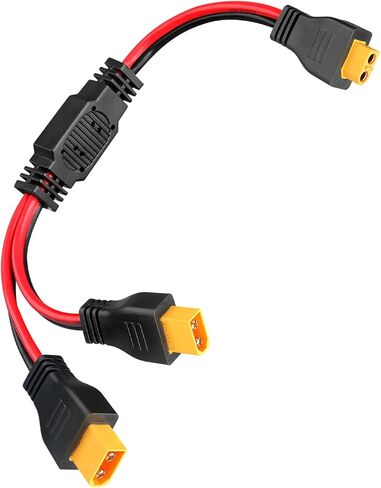 XT60 Y Splitter Cable 12AWG XT60 1 Female to 2 Male Parallel Connector Adapter Heavy-Duty Power Distribution for UAV, Quadcopter, RC Cars & Solar Systems 1FT in Saudi Arabia