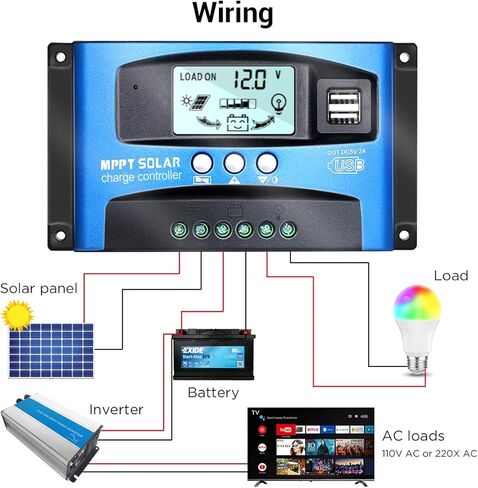 MPPT Solar Charge Controller 30A 12V/24V Auto Solar Panel Intelligent Regulator with Dual USB Port LCD Display for Lead Acid Batteries in Saudi Arabia