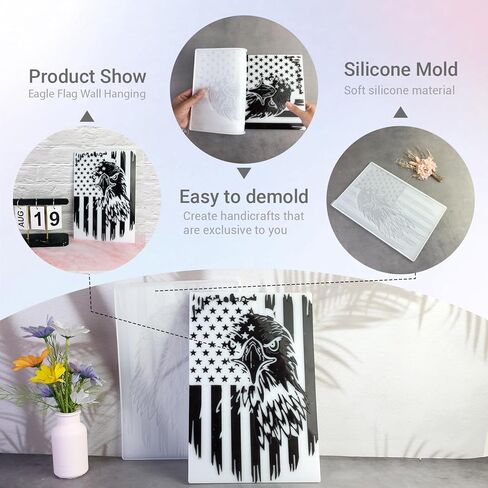 Large Silicone Molds for Resin American Flag Eagle Wall Art Resin Molds, Patriotic Home Decor, Flexible and Durable Casting Mold with Stars and Stripes Design in Saudi Arabia