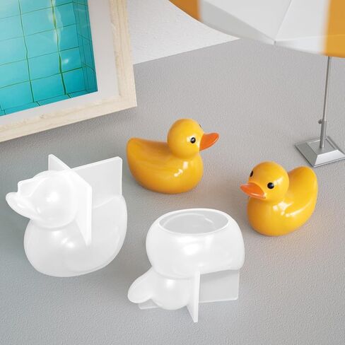 2 Pcs 3D Duck Silicone Resin Mold Cute Duck Chocolate Candy Fondant Mold for Soap Candle Cupcake Dessert Decor in Saudi Arabia