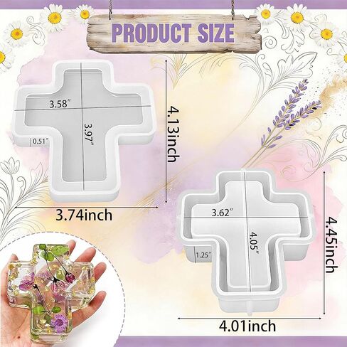3D Cross Silicone Resin Box Molds, Epoxy Jar Storage Mold with Lid for Resin Casting Jewelry Storage Makeup Flower Preservation Home Decor Ornament Keepsake Clay Gypsum Trinket Organizer in Saudi Arabia