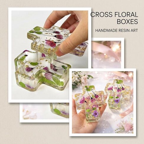 3D Cross Silicone Resin Box Molds, Epoxy Jar Storage Mold with Lid for Resin Casting Jewelry Storage Makeup Flower Preservation Home Decor Ornament Keepsake Clay Gypsum Trinket Organizer in Saudi Arabia