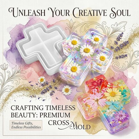 3D Cross Silicone Resin Box Molds, Epoxy Jar Storage Mold with Lid for Resin Casting Jewelry Storage Makeup Flower Preservation Home Decor Ornament Keepsake Clay Gypsum Trinket Organizer in Saudi Arabia