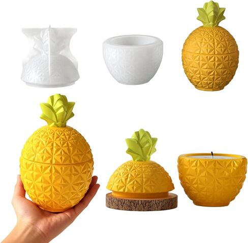 Pineapple Resin Jar Silicone Molds with Lid for Epoxy Resin Casting Candle Holder Candy Snack Container Jewelry Storage Box Home Decoration in Saudi Arabia